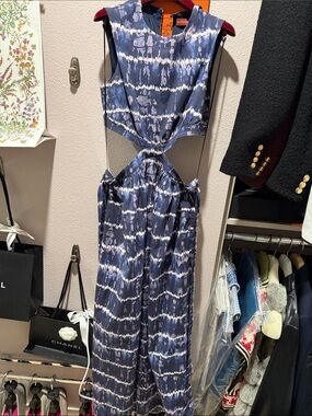 Altuzarra Navy and White Cutout Maxi Dress
